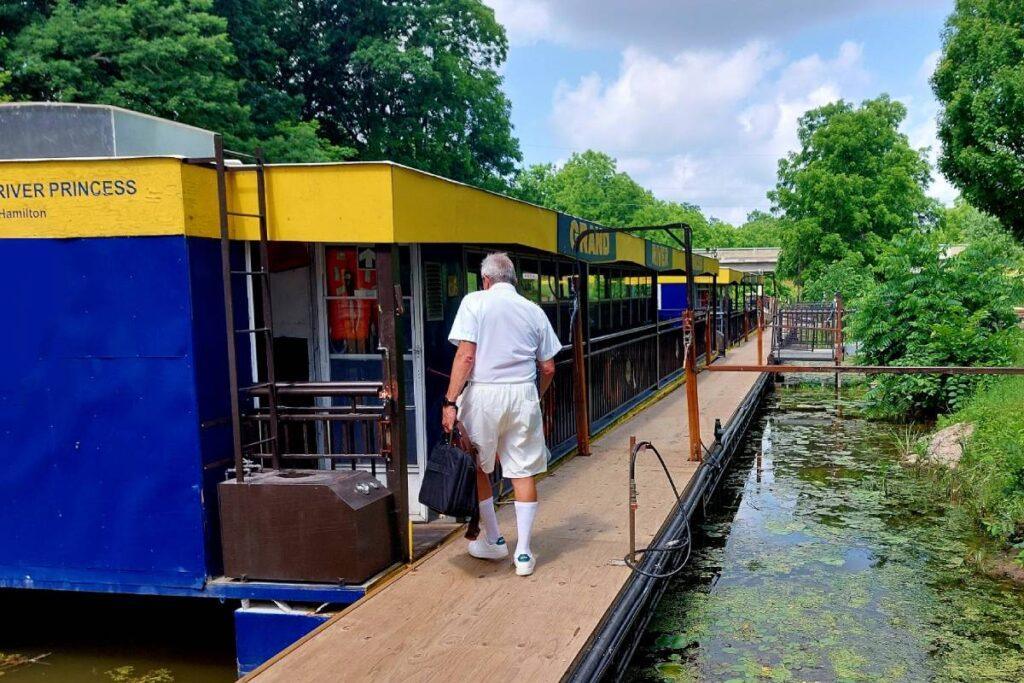 Captain embarking on his river boat