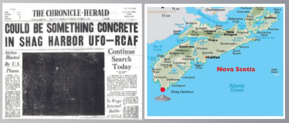 Map of Nova Scotia and newspaper article